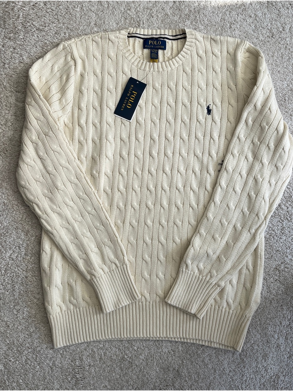 Polo by Ralph Lauren boy’s XL,Cream Cable Knit Sweater